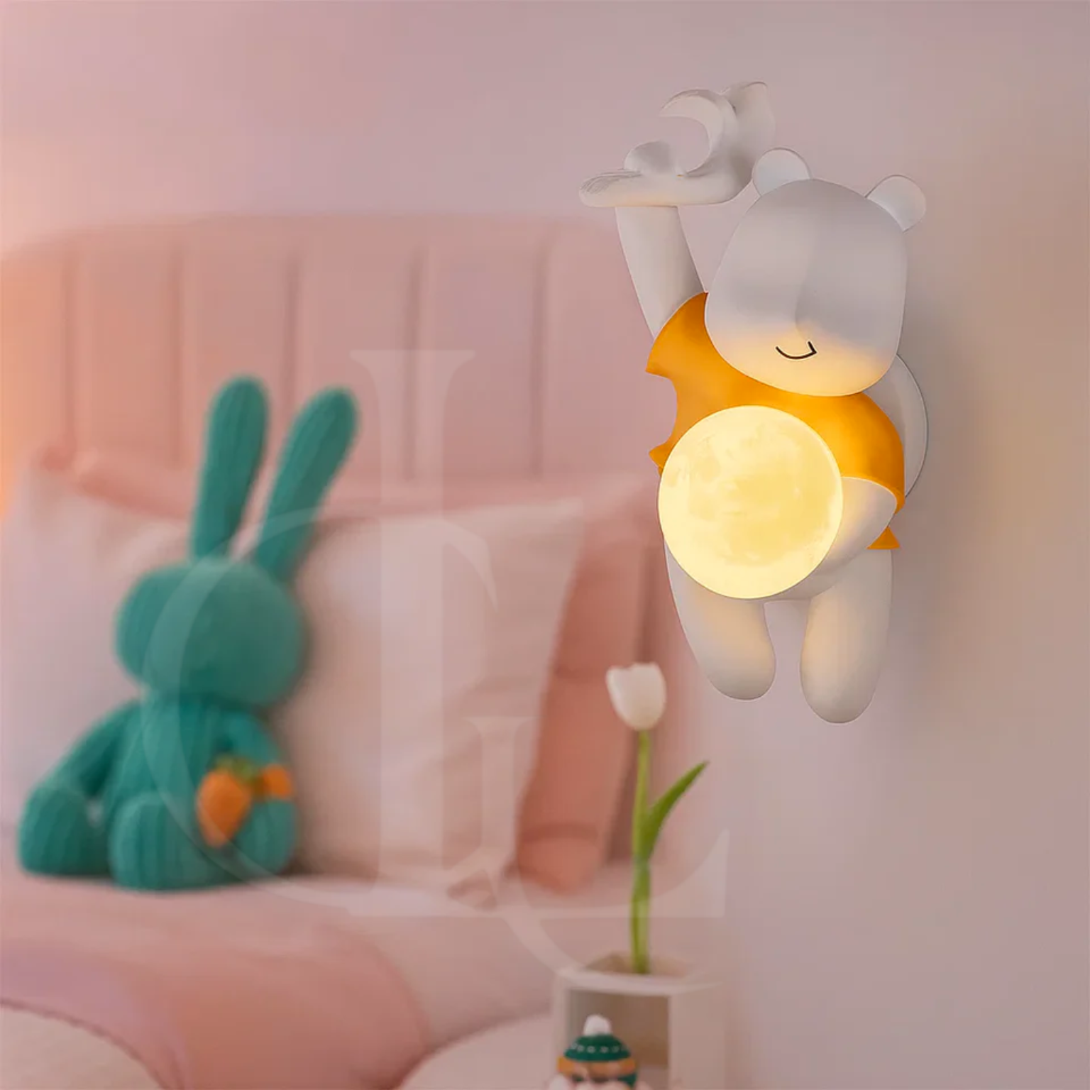Resin Bear Moon Ball Cartoon Led Wall Light
